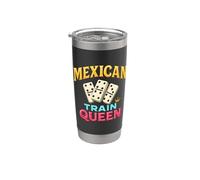 Jeu de tuiles Mexicain Train Queen Domino Player Dominos Lover Gobelet isotherme en acier inoxydable double paroi