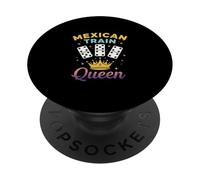 Jeu de tuiles Mexicain Train Queen Domino Player Dominos Lover PopSockets PopGrip Adhésif