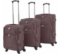 Jeu de valises souples - - 3 pcs - Couleur café - Tissu Oxford - 4 roulettes 360°