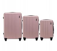Jeu de valises WINGS HARRIER S/M/L - ABS rigide - 4 roulettes à 360° - serrure à combinaison - Bagages de voyage légers à roulettes, Rose, 3 SET, Mallette