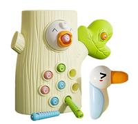 Jeu de vers pic - Activité sensorielle - Jeu de coordination du moteur - Ensemble de mangeoires à oiseaux en bois clair - Jeu magnétique à moteur fin - Pour l'engagement du cerveau et l'apprentissage