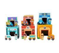 Jeu de Ville en Bois, Jouets d'aide communautaire, Blocs empilables en Bois pour Garage de Voiture, Jouets éducatifs, Jeu de Ville pour, éducation précoce