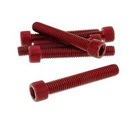 Jeu de vis 6 pièces Six Pans Creux en Aluminium Rouge - M8 x 50