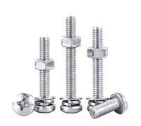 Jeu de vis et écrous à tête ronde en acier inoxydable 304 avec boulons à tête cruciforme, comprenant une rondelle plate, une rondelle de blocage et un écrou M1,6-M10(M1.6 * 5 (50PC))