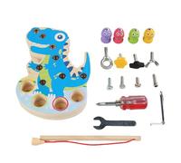 Jeu de Vissage en Bois, Table d'Activités avec Tournevis en Bois en Forme de Dinosaure pour Garçons et Filles pour Fêtes d'Âge Préscolaire Voyage d'Asile