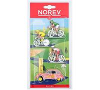 Jeu de voiture - NOREV - 2CV Citroën avec 3 cyclistes - argenté/rouge/jaune/beige - Adulte