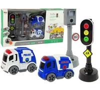 Jeu de voitures avec feux de signalisation et panneaux de signalisation
