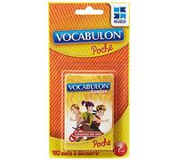 Jeu de Voyage - Pocket Vocabulon Junior | 192 mots à deviner sur 32 cartes-énigmes à 2 niveaux - Format voyage pour 2 joueurs, développe vocabulaire et orthographe
