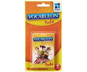 Jeu de Voyage - Pocket Vocabulon Junior | 192 mots à deviner sur 32 cartes-énigmes à 2 niveaux - Format voyage pour 2 joueurs, développe vocabulaire et orthographe