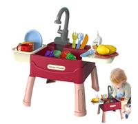 Jeu d'eau qui coule | Trompez jouer à des jeux de cuisine pour enfants lave-vaisselle à circulation automatique pour les tout-petits rôle éducatif jouer accessoires de maison robinets réalistes