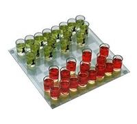 Jeu d'échec à boire 1 plateau en verre, 32 verres pions shooters G
