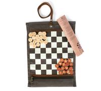 Jeu d'échec & dames de voyage kaki