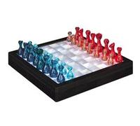 Jeu d'échec transparent avec pions rouges et bleus et éclairage LED - - ALTOBUY Transparent