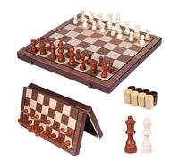Jeu D'échecs, 2 en 1 Echiquier Magnetique, 39 x 39 cm Echiquier Bois Pliable, Jeu Echec avec 32 D'échecs et 2 Dames Supplémentaires, Échiquier de Voyage Pliables avec Sac de Rangement