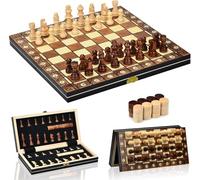 Jeu D'éChecs,2 en 1 Echiquier Magnetique,Echecs en Bois Pliable avec Emplacements De Rangement,pour Enfants Adultes, éChecs De Voyage,Jeux De Stratégie(29 * 29cm)
