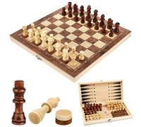 Jeu D'échecs, 3 en 1 Echecs en Bois, Pliable Portable Chess Board | Jeu D'échecs, Pliable Portable Echecs en Bois Échecs Dames, Ensemble D'échiquier pour Enfants Adultes Fête, 29x29cm