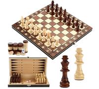 Jeu D'échecs,3 en 1 Jeu d'échecs Magnetique Bois,29 x 29 cmJeu d'échecs enBois,Pliable Portable Ensemble D'échiquier,echiquier pour la Famille Activités Fête Adultes Enfants Voyages