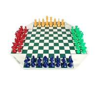 Jeu d'échecs à quatre joueurs - Combinaison unique - Jeu d'échecs de voyage - Jeu familial avec échiquier pliable et plateau à quatre joueurs