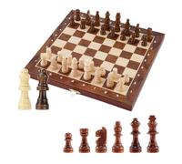 Jeu D'échecs avec Dames 3 en 1, Plateau D'échecs en Bois Magnétique pour Adultes Et Enfants, Ensemble D'échecs Pliable pour Voyager avec Sac de Rangement, Jeu D'échecs Et de Dames Portable Fa 29*29cm