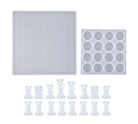 Jeu d'échecs avec échiquier - Moule en résine de silicone - Taille complète 3D - Cristal d'échecs - Moule en fonte époxy pour artisanat