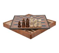 Jeu d'échecs Backgammon Table 28 x 28 cm Plateau bois Rois 6 cm