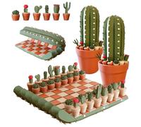 Jeu D'échecs Cactus 32 Pièces Imprimé en 3D, Cactichess - Jeu D'éche CS Enroulable en Forme De Cactus, Je u D'échecs Magnétique Portable pour Les Amoureux des Plantes (2 pièces)