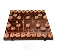 Jeu d'échecs Chinois avec échiquier Pliable, Xiangqi Chinois, Jeux de Voyage Portables, échiquier et pièces gravés au Laser et dorés, diamètres de 4,6 et 5,6 cm(Beech,S)