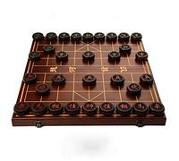 Jeu d'échecs Chinois avec échiquier Pliable, Xiangqi Chinois, Jeux de Voyage Portables, échiquier et pièces gravés au Laser et dorés, diamètres de 4,6 et 5,6 cm(Ebony,L)