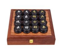 Jeu d'échecs Chinois avec pièces de Jade, Jeu de Voyage Portable Xiangqi Comprenant Une boîte en Bois et Un échiquier en Cuir for Jeux de société de stratégie à 2 Joueurs(3.8cm/1.5in)
