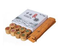 Jeu d'échecs Chinois avec pièces d'échecs en Bambou et échiquier en Cuir Xiangqi, Jeu de stratégie et d'adresse Traditionnel sur Table, Jeux de Puzzle for Adultes