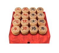 Jeu d'échecs Chinois en hêtre Xiangqi, Jeu de société de Voyage avec échiquier en Cuir, Jeux de stratégie for 2 Joueurs(5.8cm/2.3in)