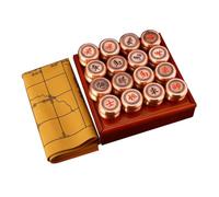 Jeu d'échecs Chinois en métal Xiangqi avec échiquier en Cuir et boîte en Bois