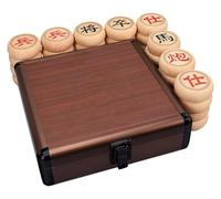 Jeu d'échecs Chinois Traditionnel Xiangqi for 2 Joueurs - Pièces en hêtre Portables avec Plateau en Cuir et Coffret Cadeau(5.8cm/2.3in)