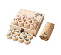 Jeu d'échecs Chinois Xiangqi avec pièces d'échecs en Bois de hêtre, Jeu d'échecs de Voyage Portable Comprenant Un échiquier en Cuir et Une boîte de Rangement(4.8cm/1.9in)