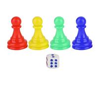 Jeu d'échecs colorés en Plastique, 4 pions, 1 dés, Accessoires de Jeu de société de Haute qualité pour la Famille et Les Amis, Jeux de Voyage en intérieur et en extérieur