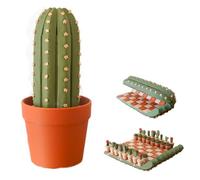 Jeu d'échecs de cactus imprimé 3D avec échiquier à roulettes, portable, avec design de plantes succulentes, jeu d'échecs de voyage décoratif, pour les amateurs de plantes et les esprits créatifs