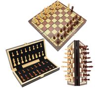 Jeu d'échecs, de dames et de backgammon magnétique, jeu de société portable et pliable en bois pour adulte, jeu de voyage, reines supplémentaires 44cm Deluxe Gift
