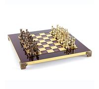 Jeu d'échecs de l'armée romaine grecque en laiton et cuivre avec tableau rouge