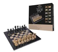 Jeu d'échecs de luxe en marbre de 30,5 cm - Échiquier classique pour adultes avec planche en pierre fabriquée à la main et pièces d'échecs en marbre - Idéal pour la décoration d'intérieur (noir et