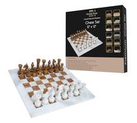 Jeu d'échecs de luxe en marbre de 30,5 cm - Échiquier classique pour adultes avec planche en pierre fabriquée à la main et pièces d'échecs en marbre - Idéal pour la décoration d'intérieur (blanc et