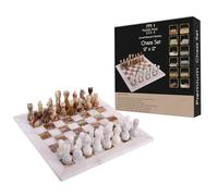 Jeu d'échecs de Luxe en marbre de 30,5 cm - Échiquier Classique pour Adultes avec Planche en Pierre fabriquée à la Main et pièces d'échecs en marbre - Idéal pour la décoration d'intérieur (Blanc et