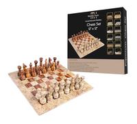 Jeu d'échecs de luxe en marbre de 30,5 cm - Échiquier classique pour adultes avec planche en pierre fabriquée à la main et pièces d'échecs en marbre - Idéal pour la décoration d'intérieur (corail et