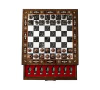 Jeu d'échecs de luxe fait à la main avec pièces en métal - Échiquier décoratif de rangement de 30,5 cm - Pièces d'échecs sur le thème britannique pour Noël, anniversaire et fête des pères (noir)