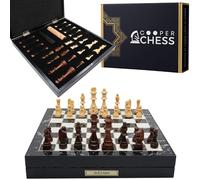 Jeu d'échecs de rangement personnalisé | 36 cm | Dames et pièces d'échecs en bois, courants d'air