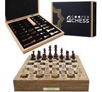 Jeu d'échecs de rangement personnalisé | 36 cm | Dames et pièces d'échecs en bois, courants d'air