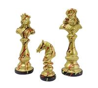 Jeu d'échecs décoratifs trio royal - Figurines en résine de roi, reine et chevalier Chess Set, idéal pour une exposition à la maison ou comme pièce de collection.