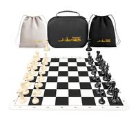 Jeu d'échecs - Échiquier de tournoi en silicone de 50,8 cm, pièces d'échecs Staunton avec 2 reines supplémentaires, jeu d'échecs professionnel portable avec sac de rangement