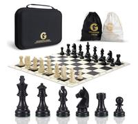 Jeu d'échecs - Échiquier en silicone de 50,8 cm, pièces lestées de 9,8 cm de hauteur avec 2 reines supplémentaires, échiquier pliable, jeu d'échecs de tournoi de voyage portable avec sac de transport