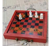 Jeu d'échecs en Bois 21 x 21 cm Pliable, Style Oriental