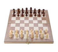 Jeu d'échecs en Bois 3 en 1 avec Rangement pour Planche Pliante | Jouez aux échecs et au backgammon sur un plateau portable et léger pour les voyages ou l'avion.